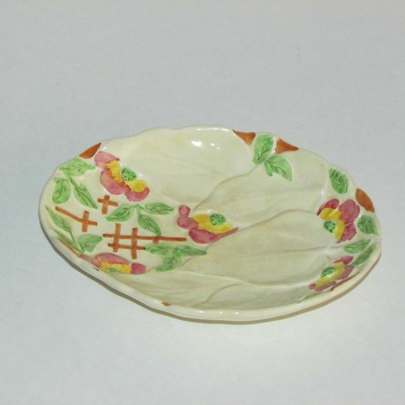 Antique Oval Dish BRENTLEIGH WARE BEECH Hand Painted STAFFORDSHIRE England As Is - Picture 7 of 8